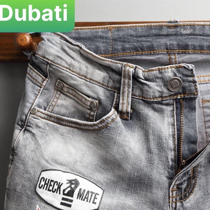 QUẦN SHORT JEAN NAM, QUẦN SỌT JEAN PHỐI LOGO THÊU CÁ TÍNH THỜI TRANG CAO CẤP - DB 180- DUBATI FASHION