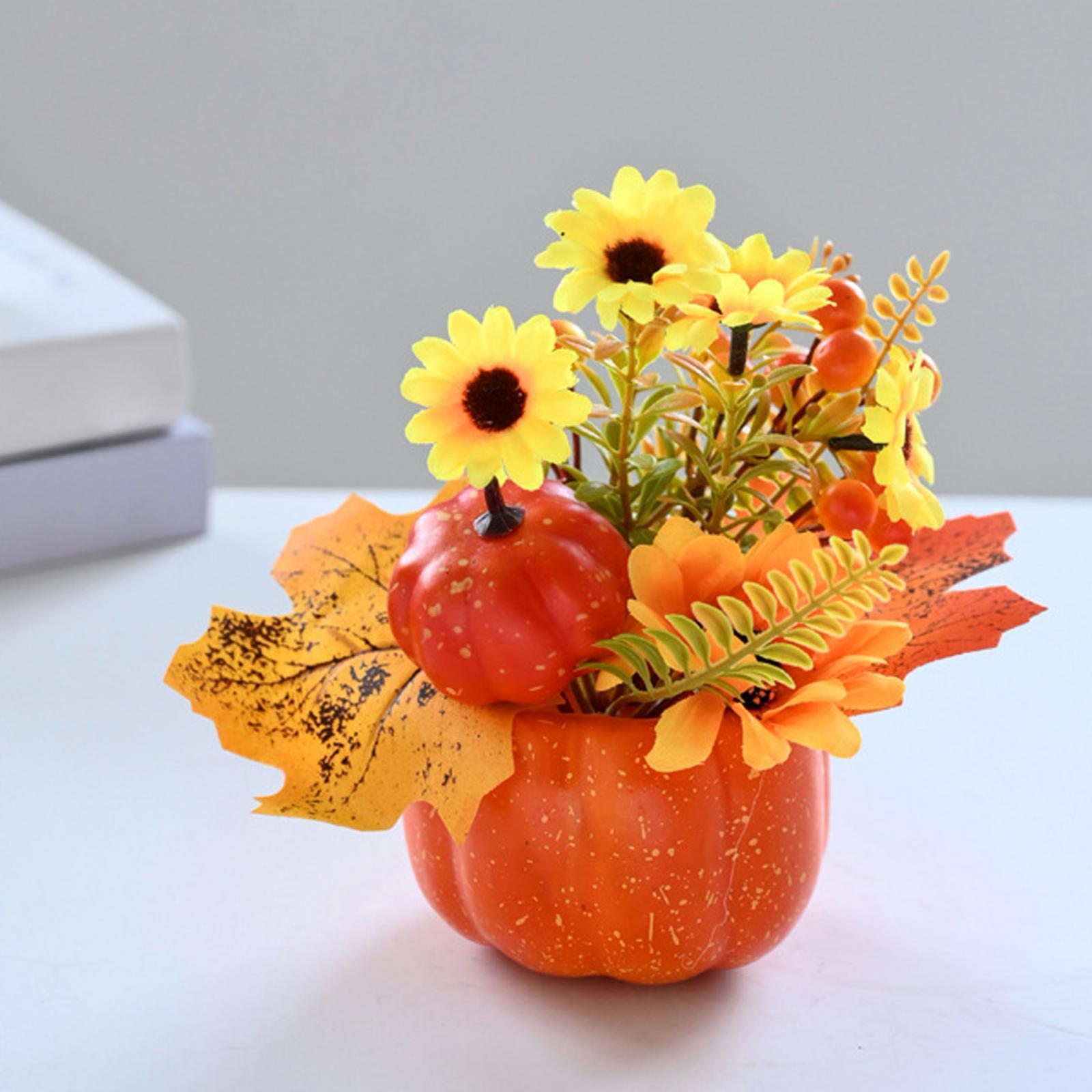 Artificial Pumpkin Flower Autumn Floral Arrangement Fall Pumpkin Centerpiece