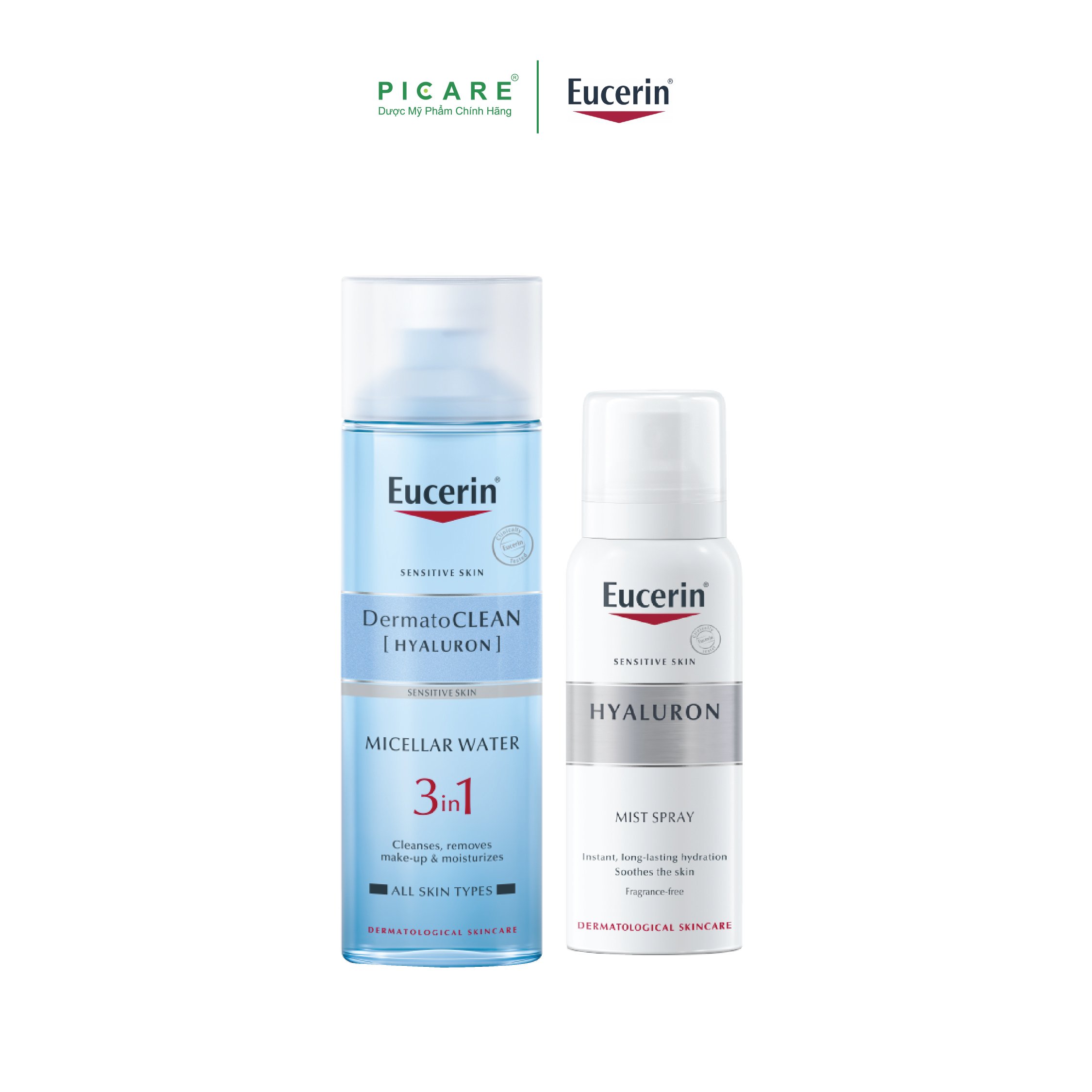 Combo Eucerin Nước Tẩy Trang DermatoClean Micellar Cleansing Fluid 200ml Và Xịt Khoáng Dưỡng Ẩm 50ml