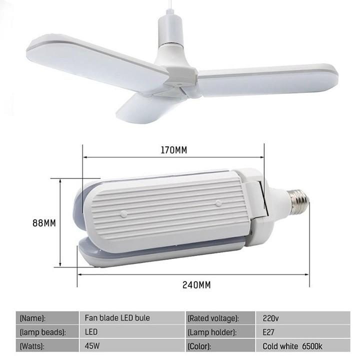 Bóng đèn led hình 3 cánh quạt siêu sáng 45W Sunha - Sử dụng chip led nên đèn phát nhiệt cực thấp, SIGATO2339