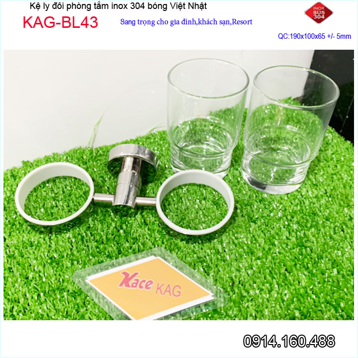 Kệ ly đôi inox kace KAG-BL43, kệ để ly bàn chải inox 304 đế tròn cao cấp thiết kế tuyệt đẹp