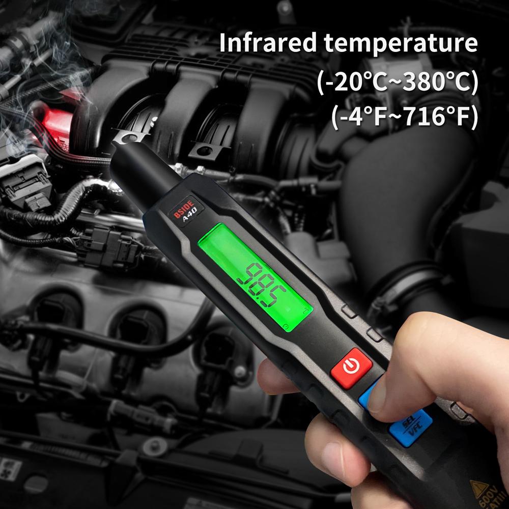 Digital Multimeter Professional Voltage Resistance Frequency Temperature Measurement Test Meter Continuity Testing Temp Detector Multitester Digital Backlight Display VFC Tester