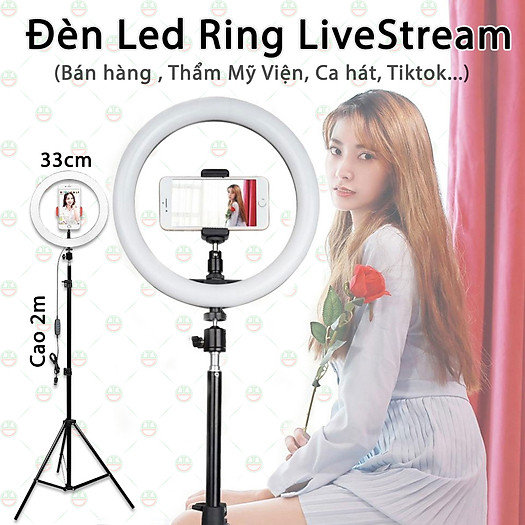 Đèn LiveStream 34cm (đầy đủ phụ kiện) .Hỗ trợ ánh sáng Chụp Ảnh, Make Up Trang Điểm. 3 Chế Độ Sáng