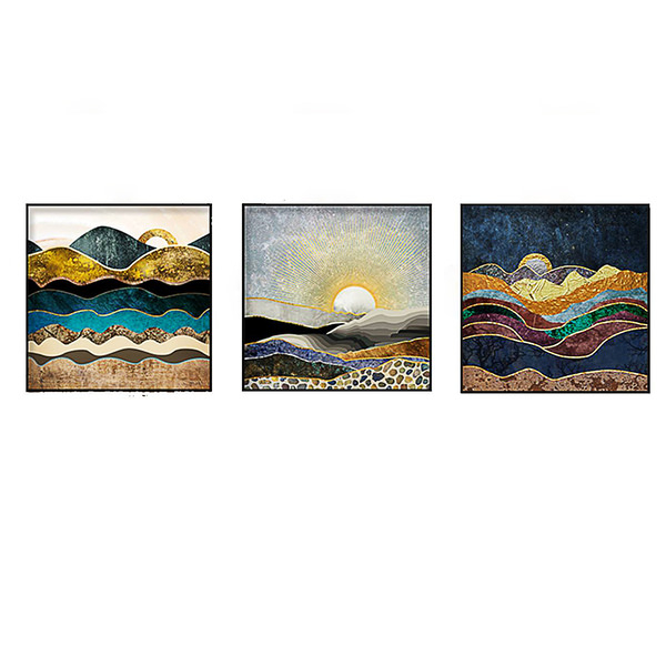 Bộ 3 Tranh Canvas Mặt Trời Trừu Tượng HD468