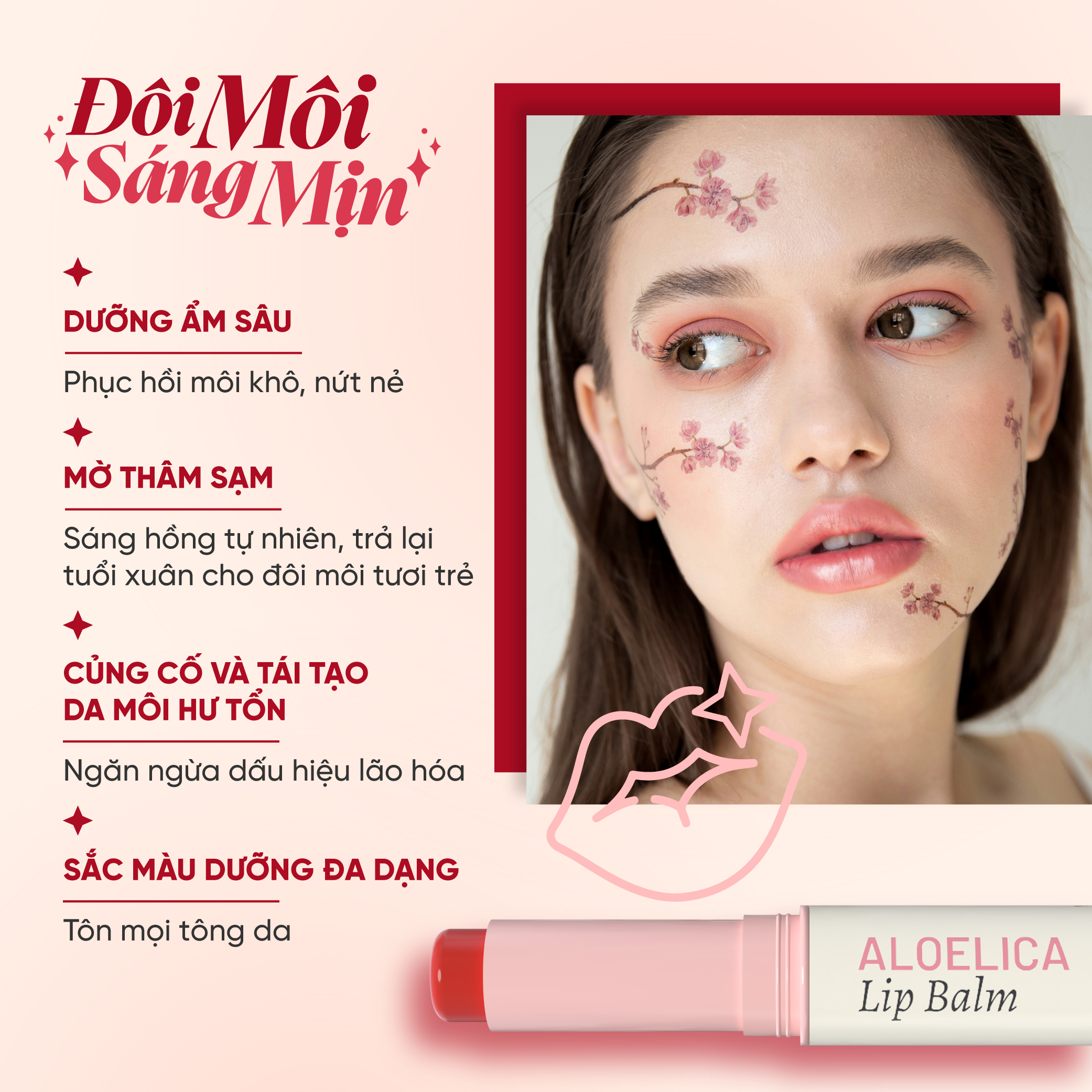 Son Dưỡng Thuần Chay Có Màu 3in1 Nha Đam Cam Thảo Heebee’s AloeLica Lip Balm Ủ Dưỡng Môi, Căng Bóng, Sáng Hồng, Mờ Thâm 3.5g
