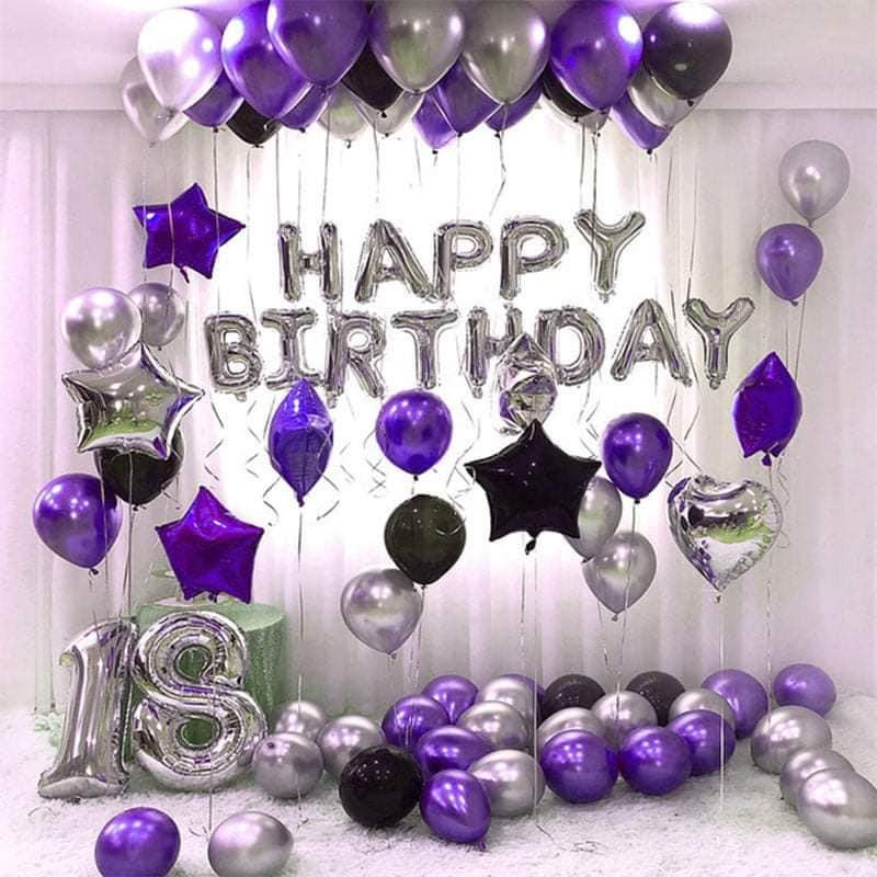 Combo trang trí sinh nhật Happy Birthday kèm bóng các loại