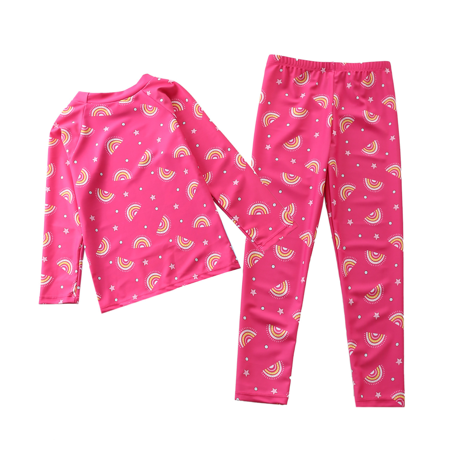 Set đồ bơi quần dài áo dài tay chống nắng chống lạnh màu hồng xinh xắn cho bé gái new