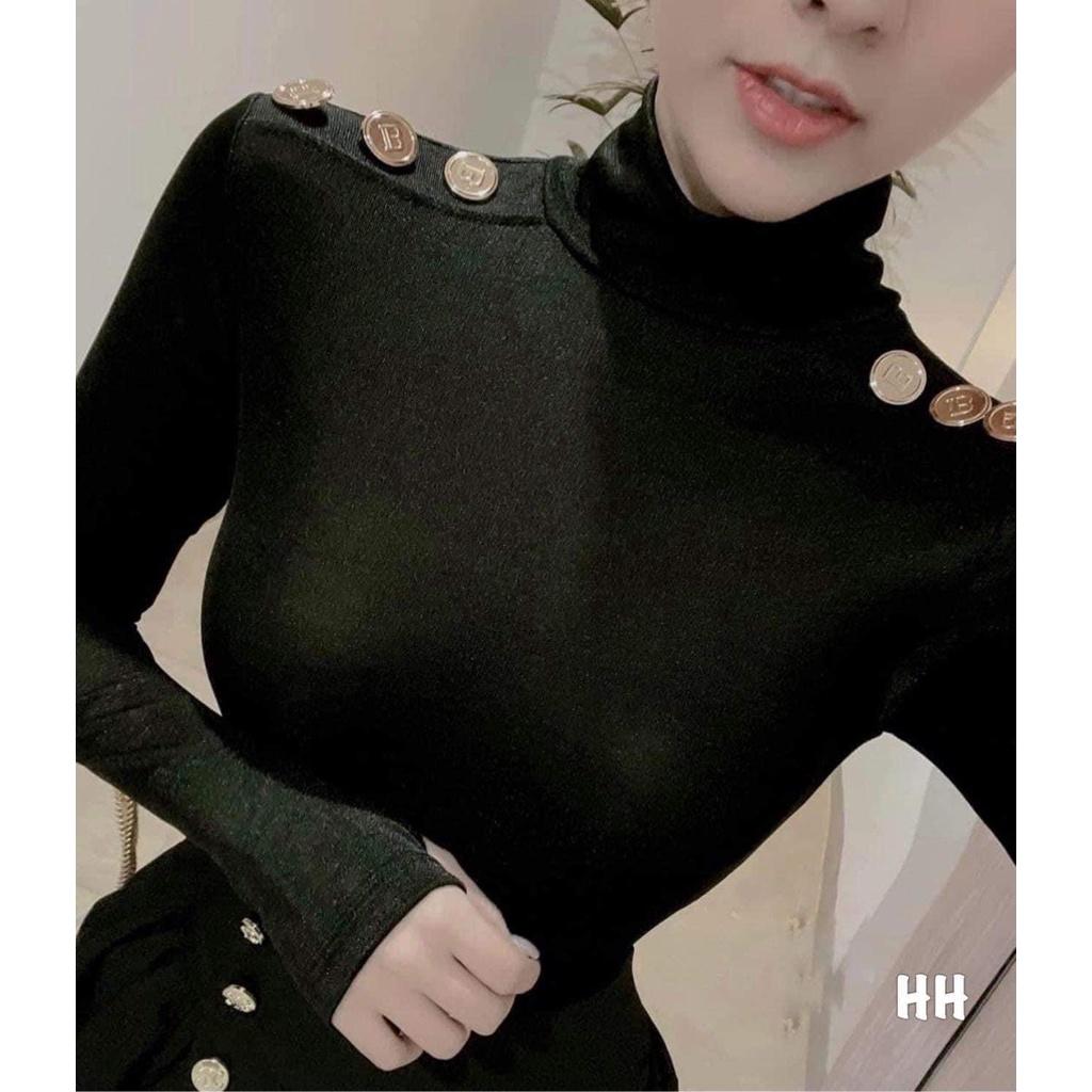 ÁO LEN ZIP XỎ NGÓN ĐÍNH CÚC VAI