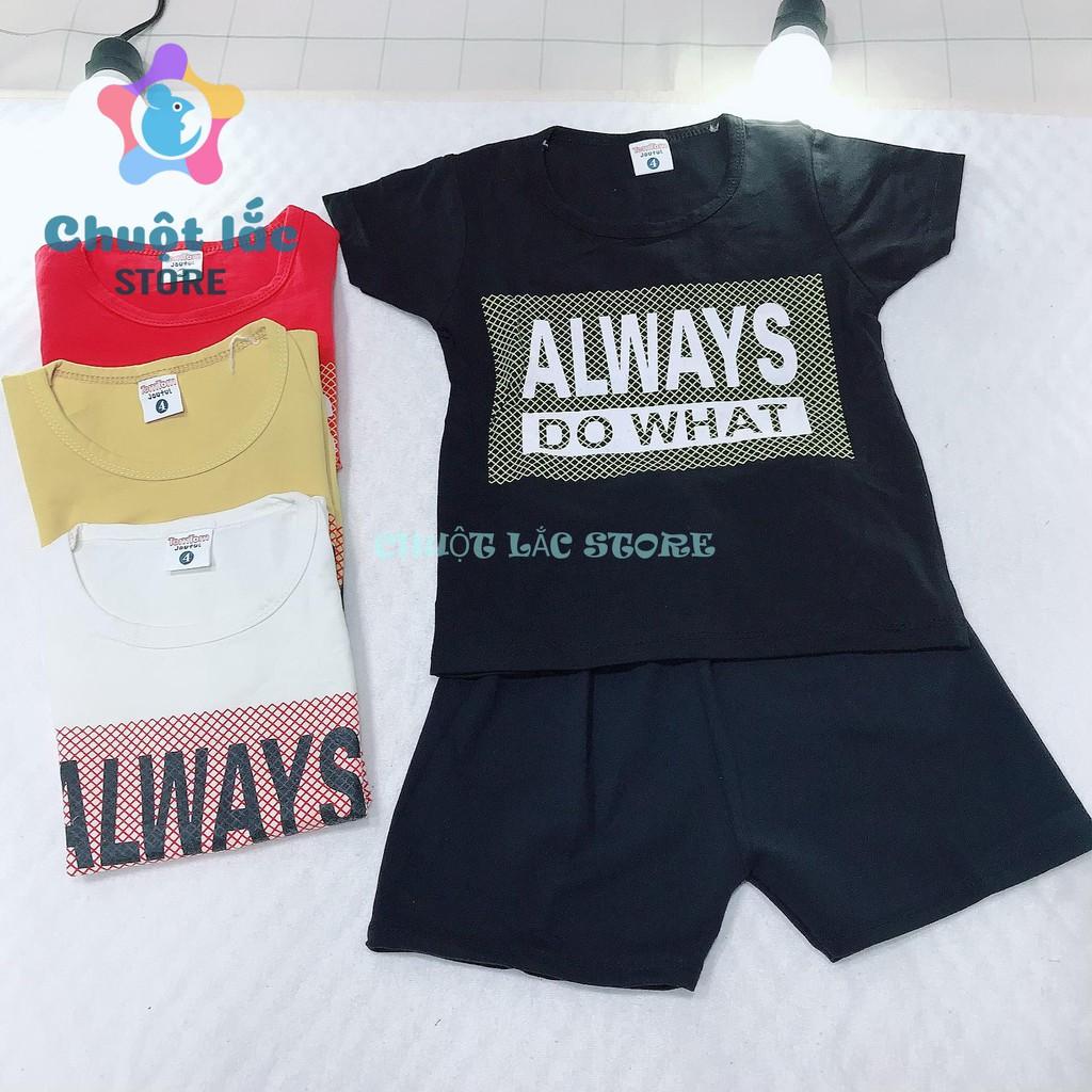 Bộ quần áo bé trai cotton in chữ allway do what cho bé từ 8kg đến 20kg