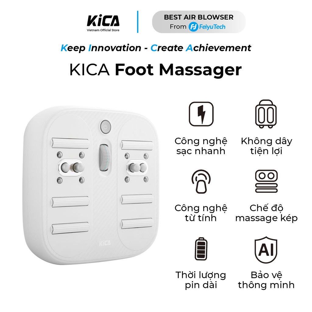ƯU ĐÃI TẶNG QUÀ - Máy Massage Chân Kica Foot Massager, Chế độ massage bộ gõ kép cải thiện lưu thông máu và trao đổi chất - Hàng Chính Hãng