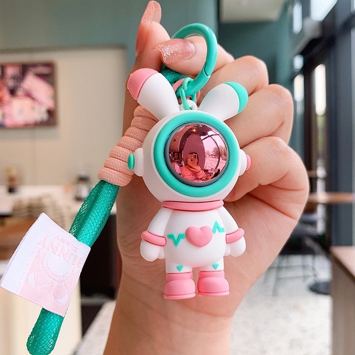 Móc khóa phi hành gia tai thỏ phụ kiện trang trí dễ thương hoạt hình
