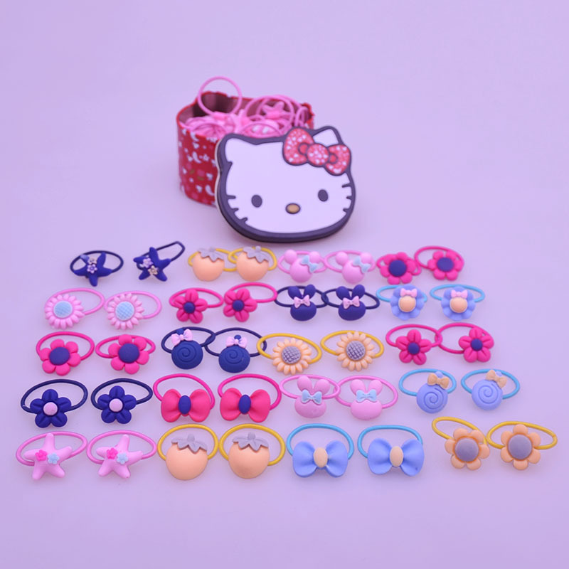 Hộp 40 Dây Cột Tóc Hello Kitty Cho Bé