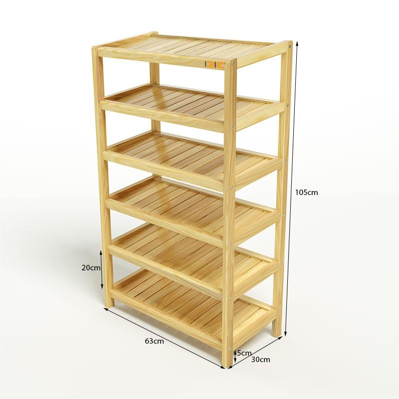 Kệ Giày Dép 6 Tầng Rộng 60cm Gỗ Tự Nhiên 100%