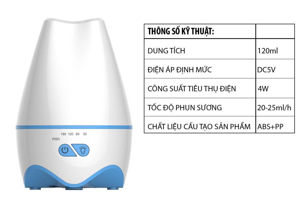 Máy phun sương khuếch tán tinh dầu - DS9999 ( Trắng xanh)