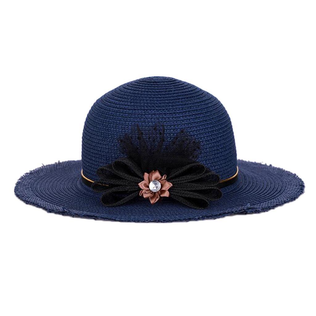 Women Floppy Visor Straw Weave Hat Wide Brim Beach Sun Protection Cap