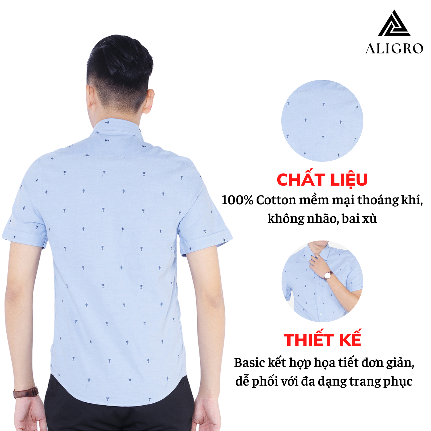 Áo Sơ Mi Nam Cộc Tay Aligro ALGS-C42 - Xanh Da Trời (Size