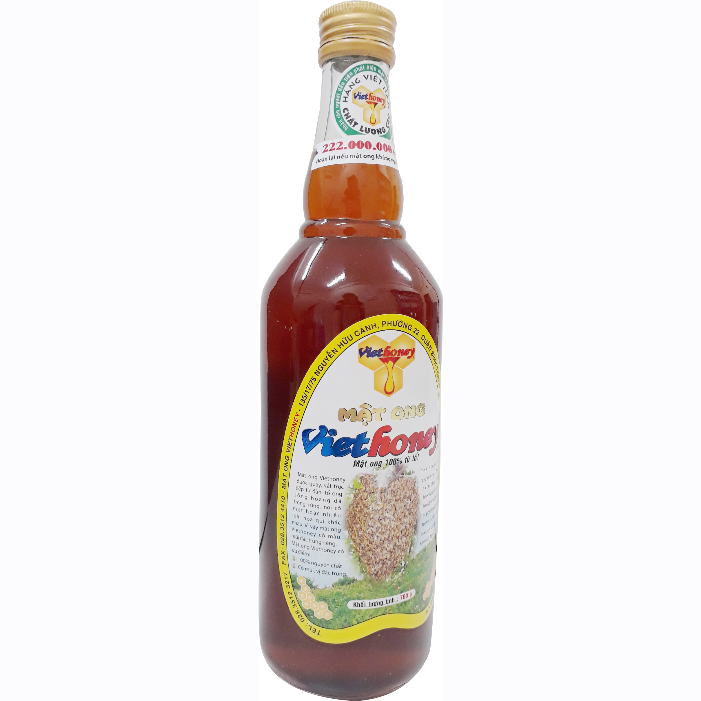 Mật ong Viethoney chai 700g - Mẫu mới