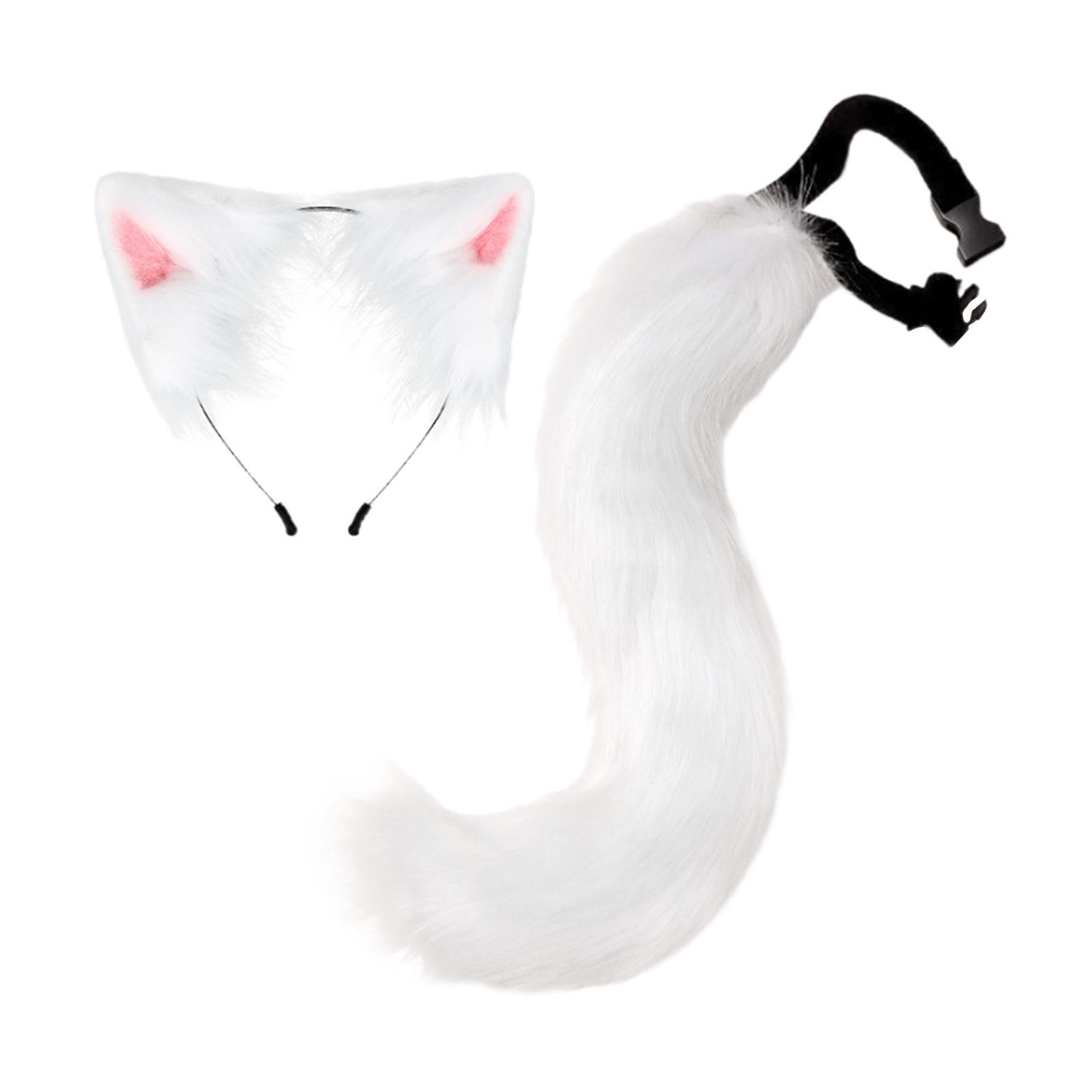 2Pcs  Long Tail Gothic Ears Hair Hoop for Cosplay Costume Kits