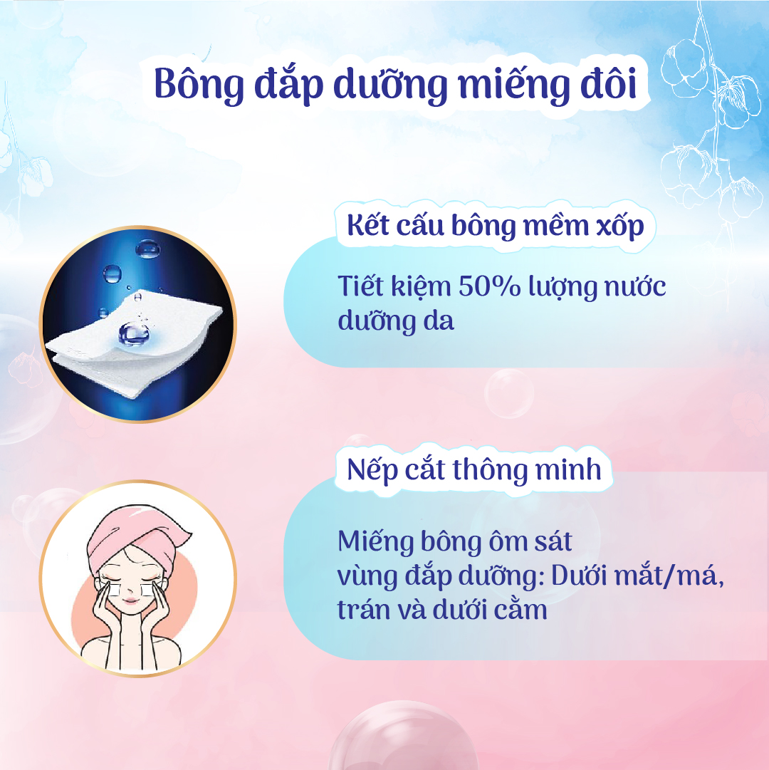 Combo 3 hộp Bông Tẩy Trang Silcot Đắp Dưỡng Miếng Đôi 40 Miếng/Hộp