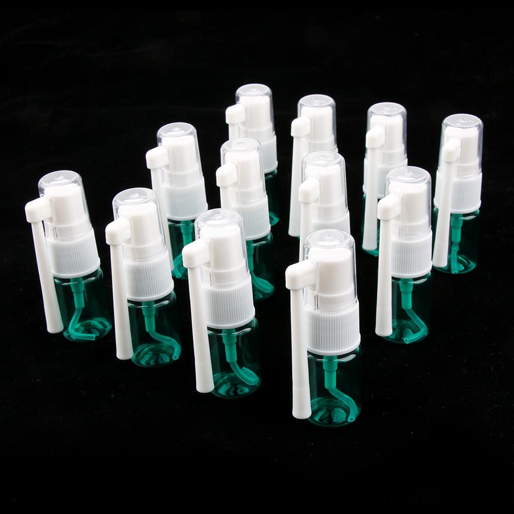 12pcs Empty Refillable Nasal Spray Bottles Fine Mist Nose Vials 5ml Blue Green Pink Clear Amber