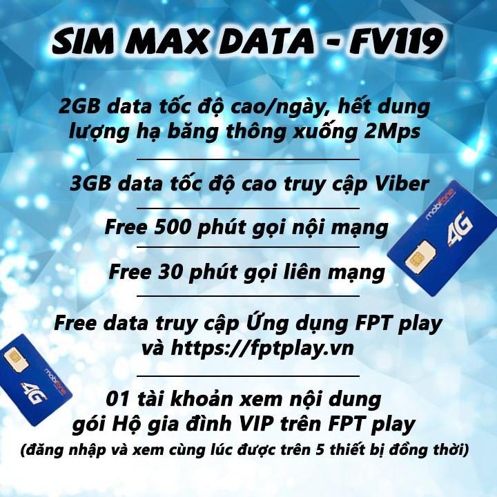 SIM 4G đẹp Mobifone TRÙM DATA | 10 số (09) -Hàng chính hãng