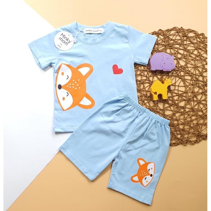 Bộ ngắn tay 100% cotton Minky Mom chất mềm mịn đẹp cho bé trai, bé gái từ 5-18kg