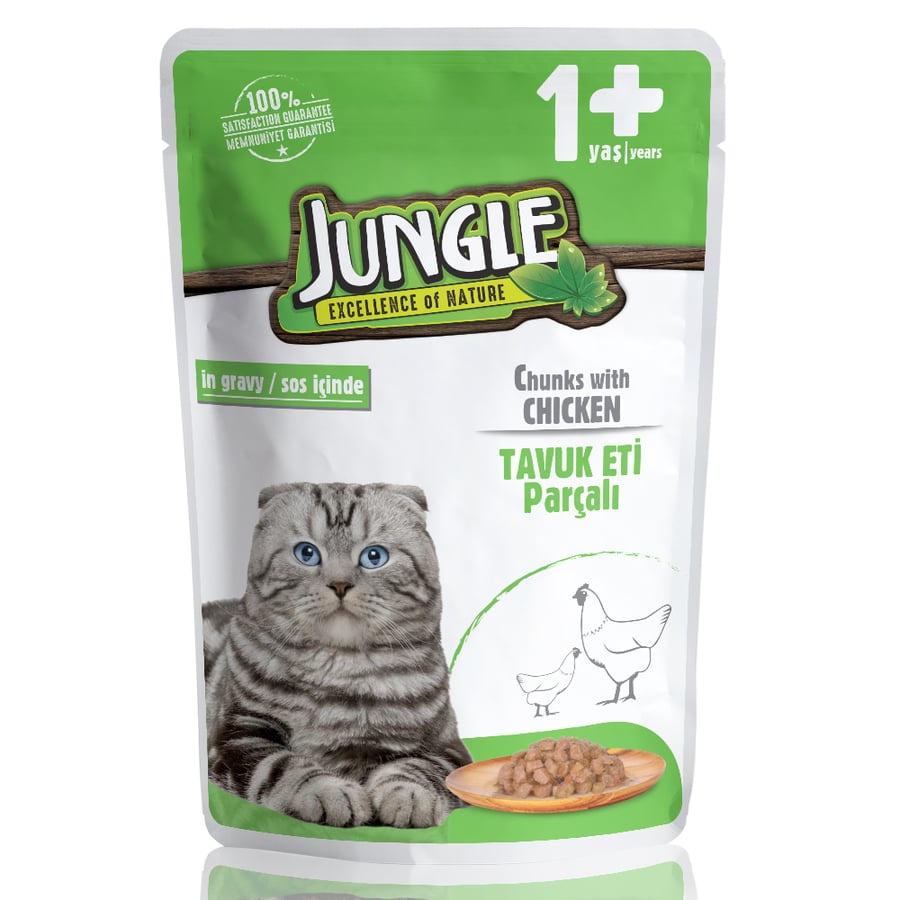 Pate Vị Gà Cho Mèo Trưởng Thành Jungle Adult Cat Chicken In Gravy 100g - Xuất Xứ Litva Châu Âu