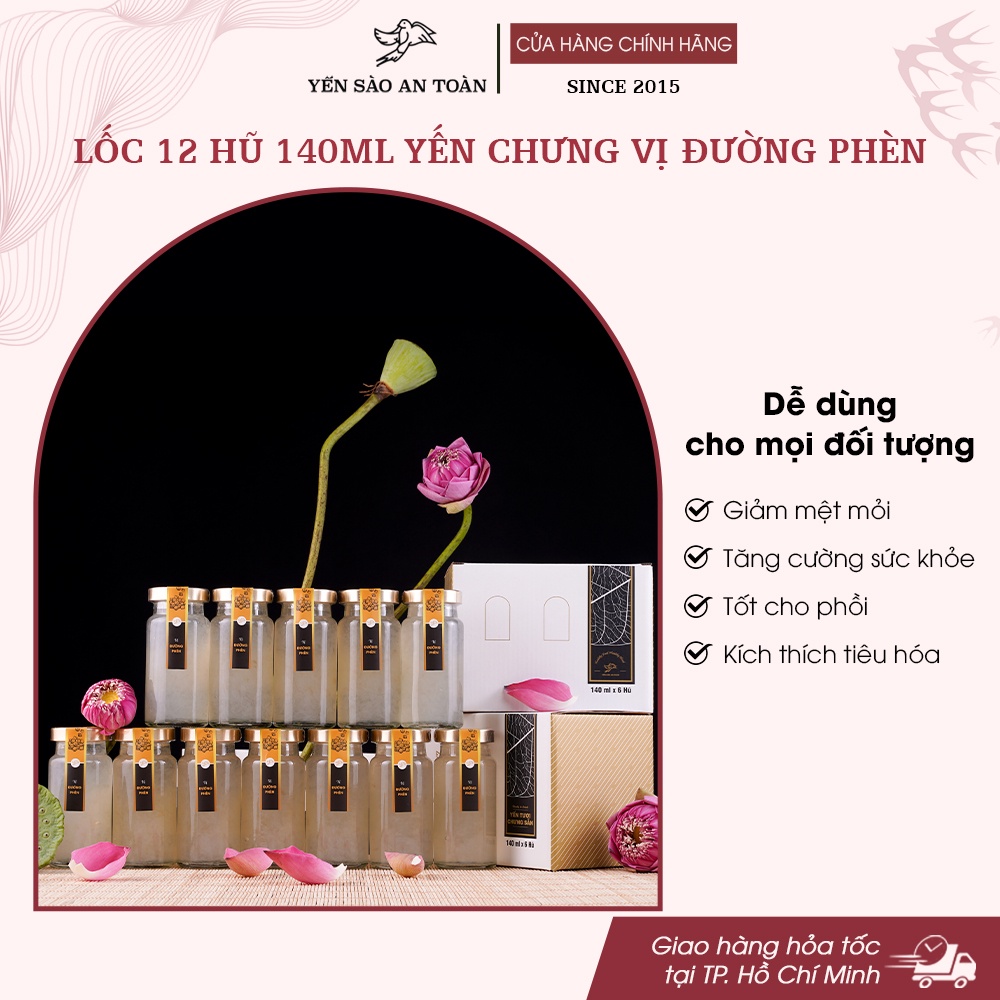 Yến chưng đường phèn và không đường combo 6 và 12 hũ 70ml và 140ml ĐẬM ĐẶC YẾN TƯƠI từ Yến Sào An Toàn