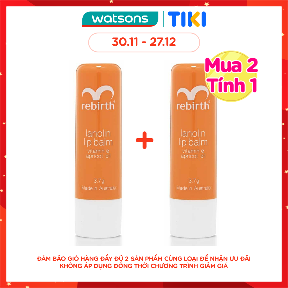 Son Dưỡng Môi Nhau Thai Cừu Rebirth Với Vitamin E và Dầu Mơ 3.7g