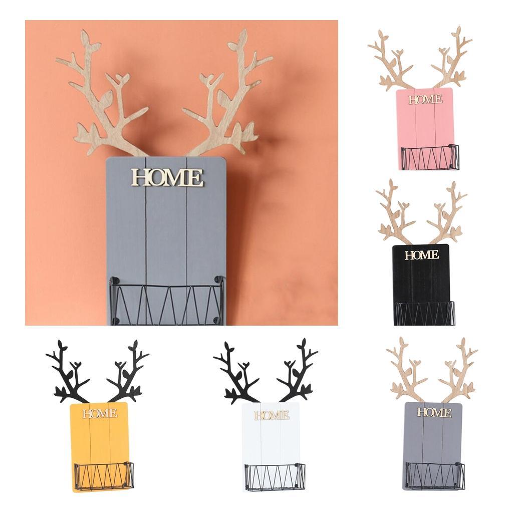 Wall Mounted Caddy Basket Shelf Organizer Holder with Wooden Board White