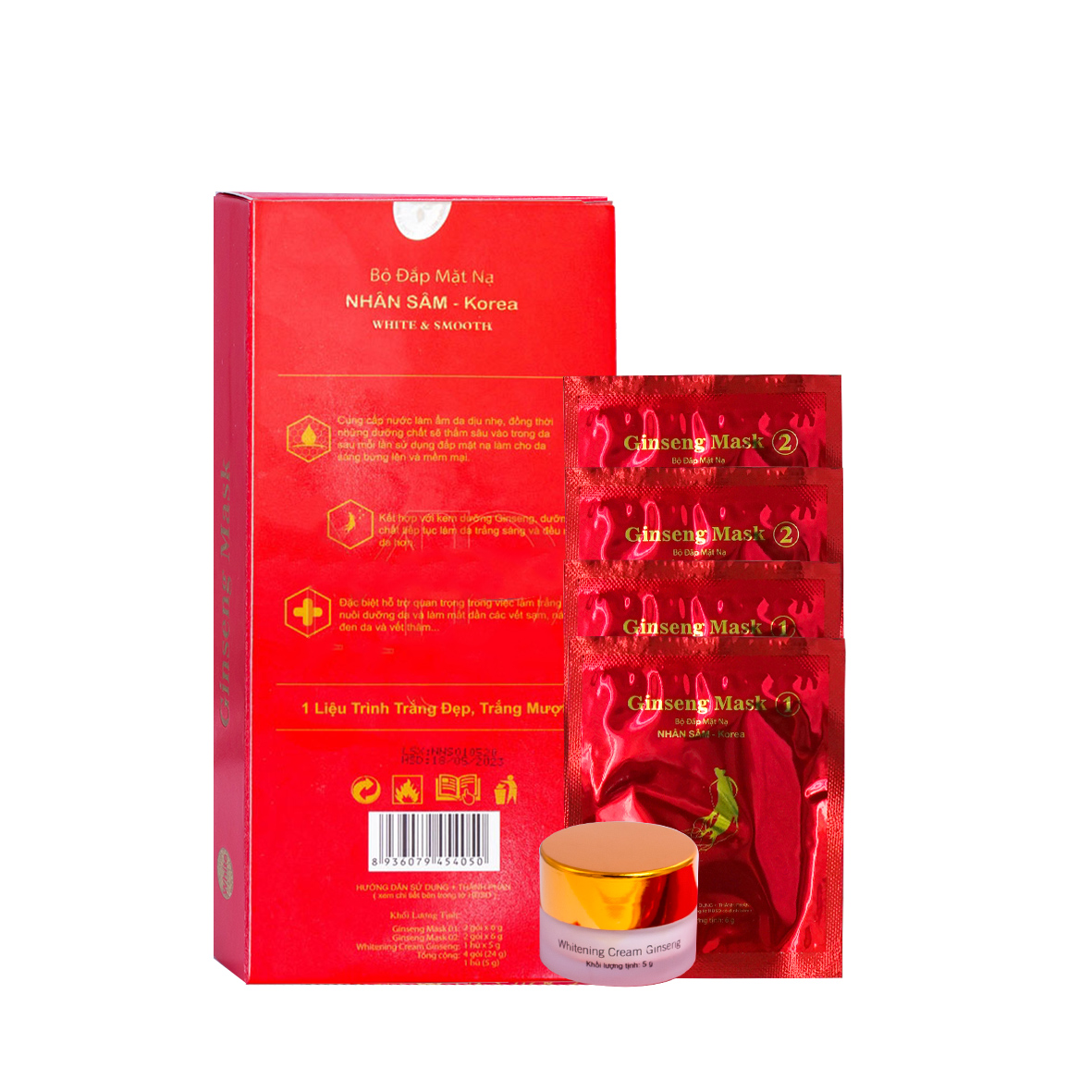 Bộ đắp mặt nạ Nhân Sâm - White & Smooth Gingseng Mask - Xinh đẹp tự nhiên