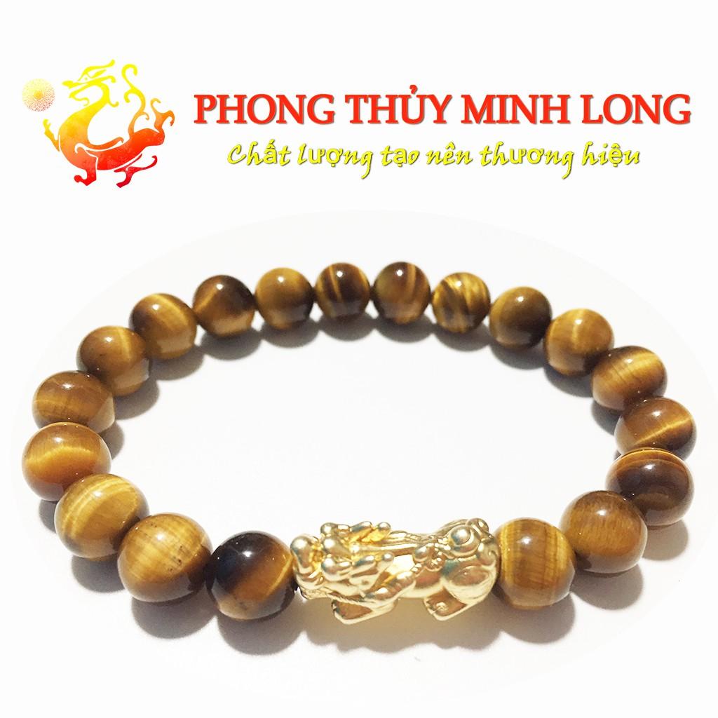 Vòng tay đá Mắt Hổ Vàng Nâu chất lượng 5A mix tỳ hưu Vàng hợp mệnh Thổ và mệnh Hỏa