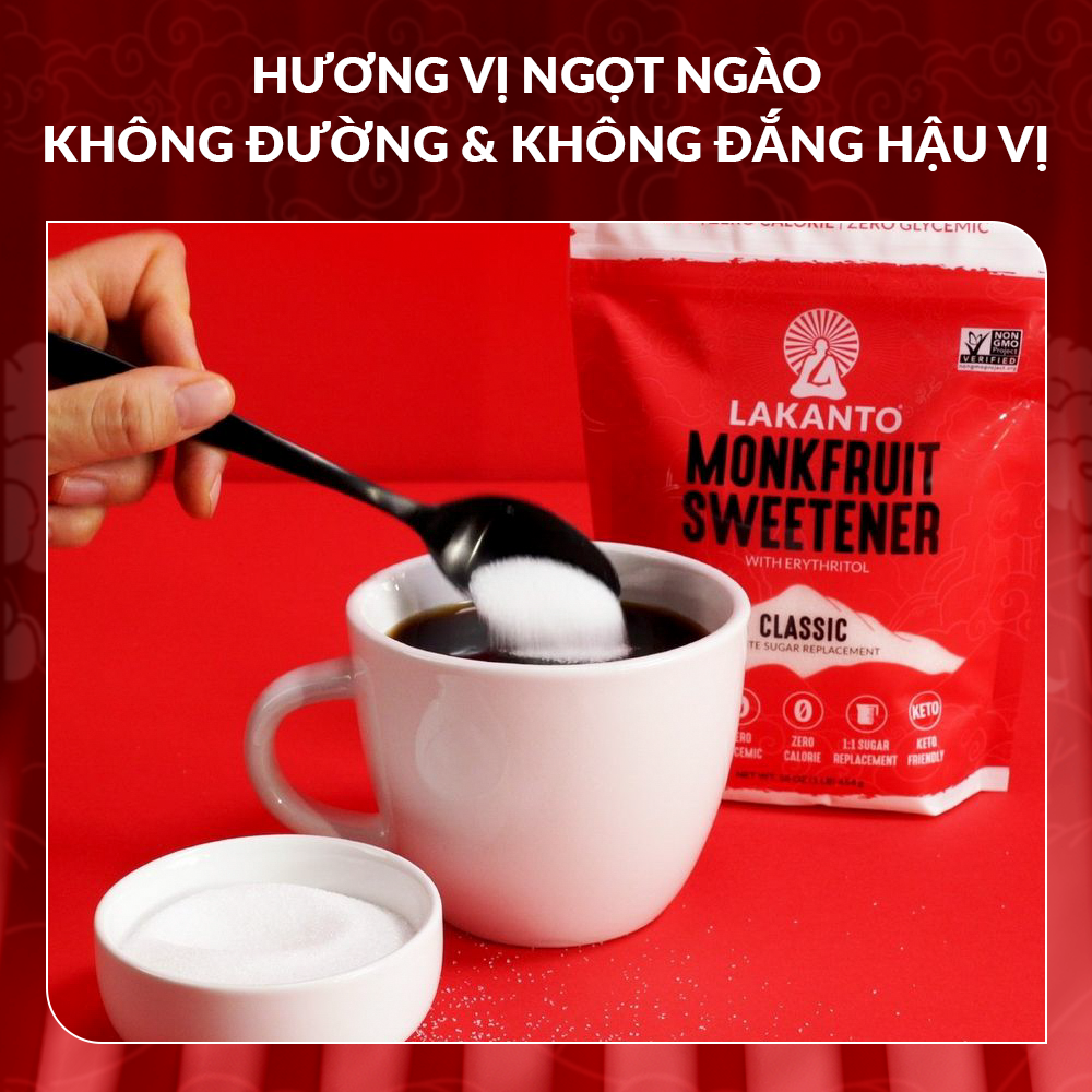 Đường ăn kiêng La Hán Quả Saraya Lakanto MonkFruit Trắng, 0 Calo, 0 tăng đường huyết, 0 biến đổi gen - 454g