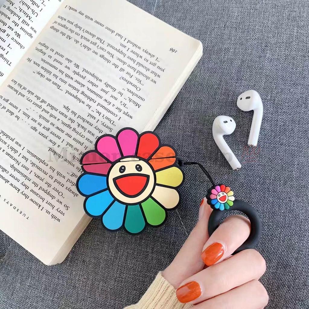 Bao Case Ốp dành cho airpod 1 và 2, tai nghe bluetooth i11,i12, i100, i9s... silicon 3D bông hoa 7 màu cao cấp