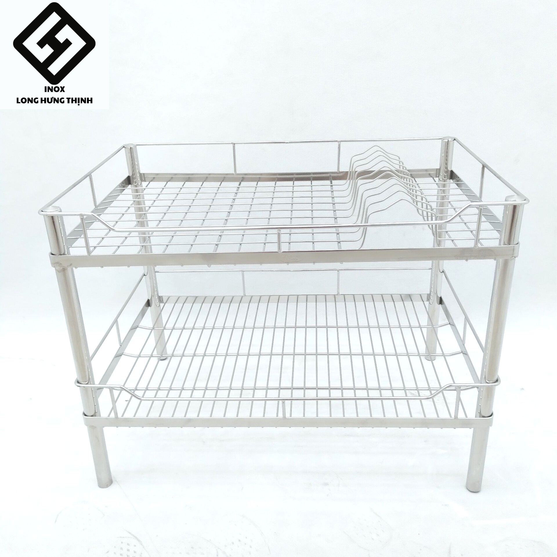Kệ chén bát 100% INOX 304 cao cấp 2 tầng 38x60x46 cm , dụng cụ nhà bếp tiện lợi, kệ bếp Inox đa năng úp bát phòng bếp