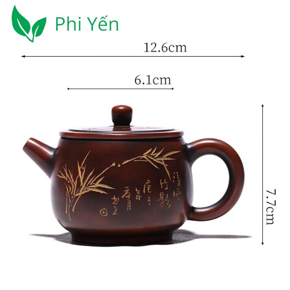 Ấm trà Tử sa Nê Hưng Khâm châu Thạch biều 220ml hàng siêu VIP HNNHTB160220