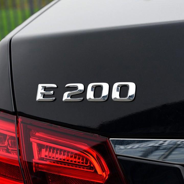 Decal tem chữ Inox dán đuôi xe ô tô Mercedess E200 và E300