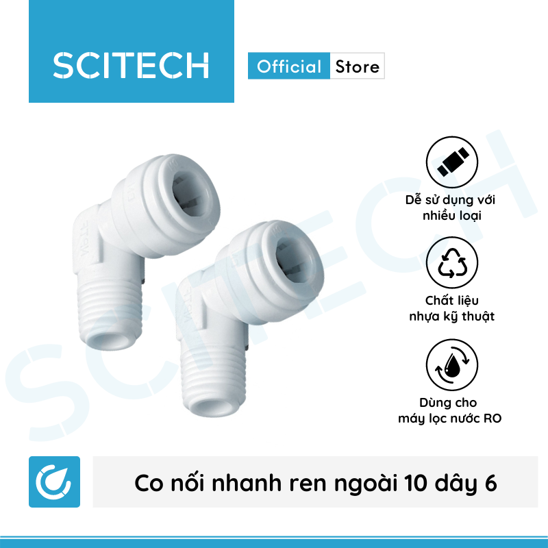 Combo 2 co nối nhanh ren 10 ra dây 6 (Co vỏ màng) dùng trong máy lọc nước - Hàng chính hãng