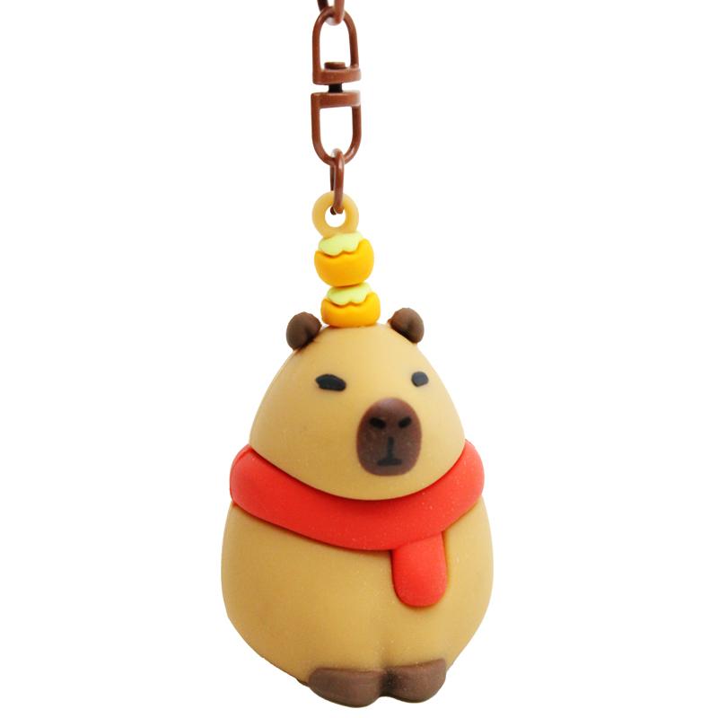 Móc Khóa Nhựa Capybara Đeo Khăn Đỏ - ZooZoo 7501
