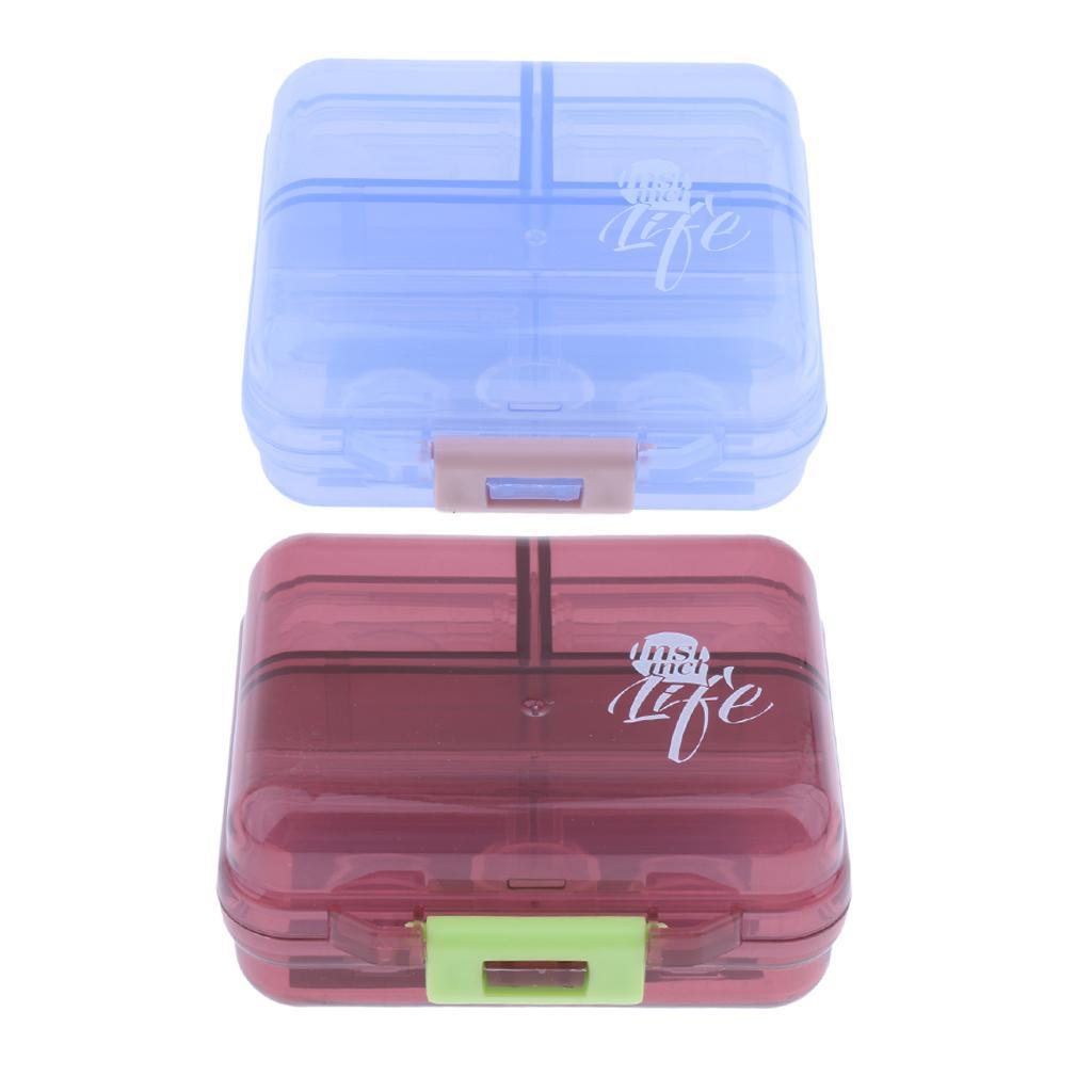 2 Pieces Portable 7 Day Pill Organizer Storage Box Medicine Container Case Suit for Home Travel
