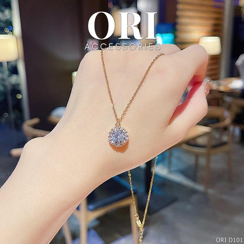 Dây chuyền nữ mặt tròn thủy tinh Drusilla thời trang sang trọng ORI ACCESSORIES D101