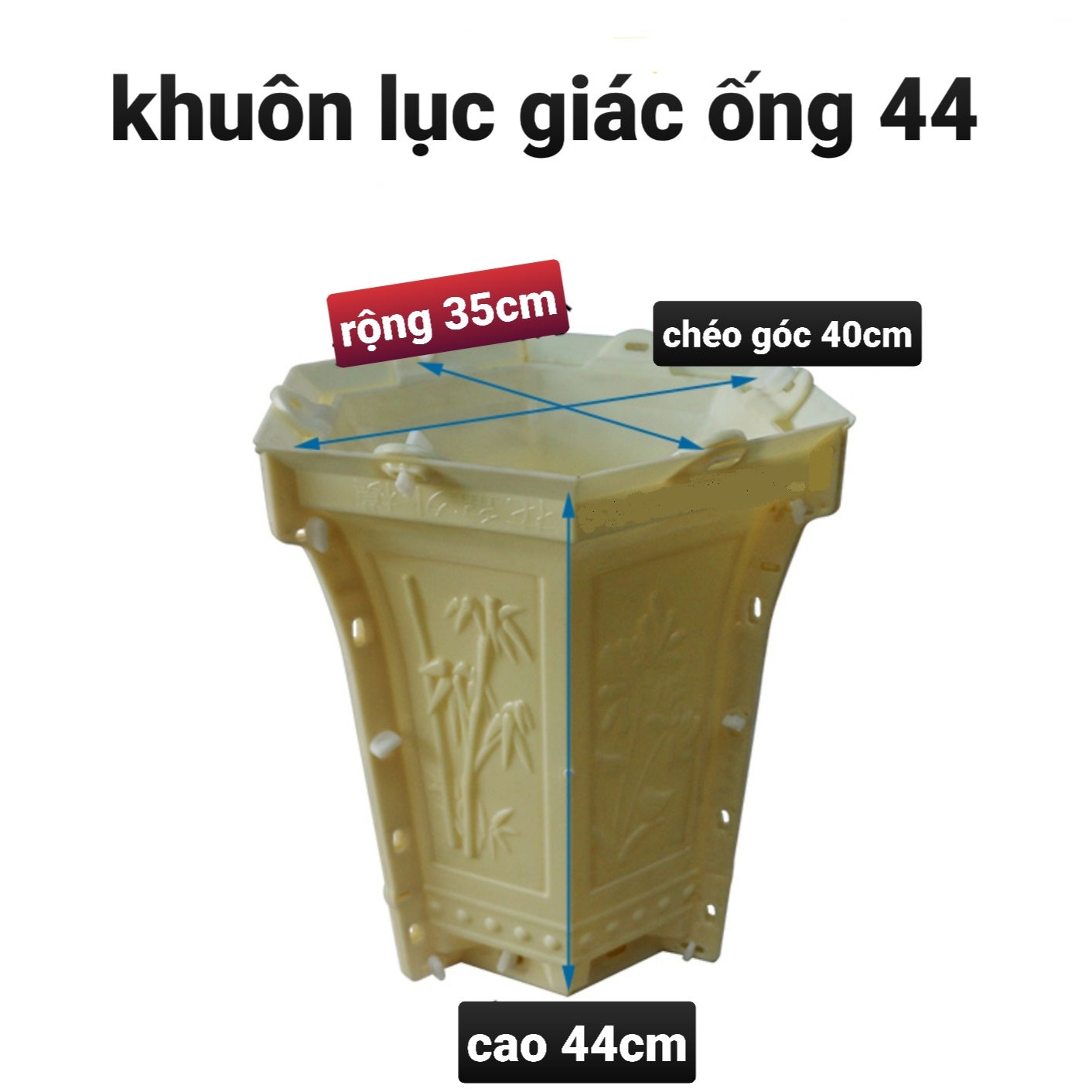 Khuôn đúc chậu cảnh lục giác ống 44cm