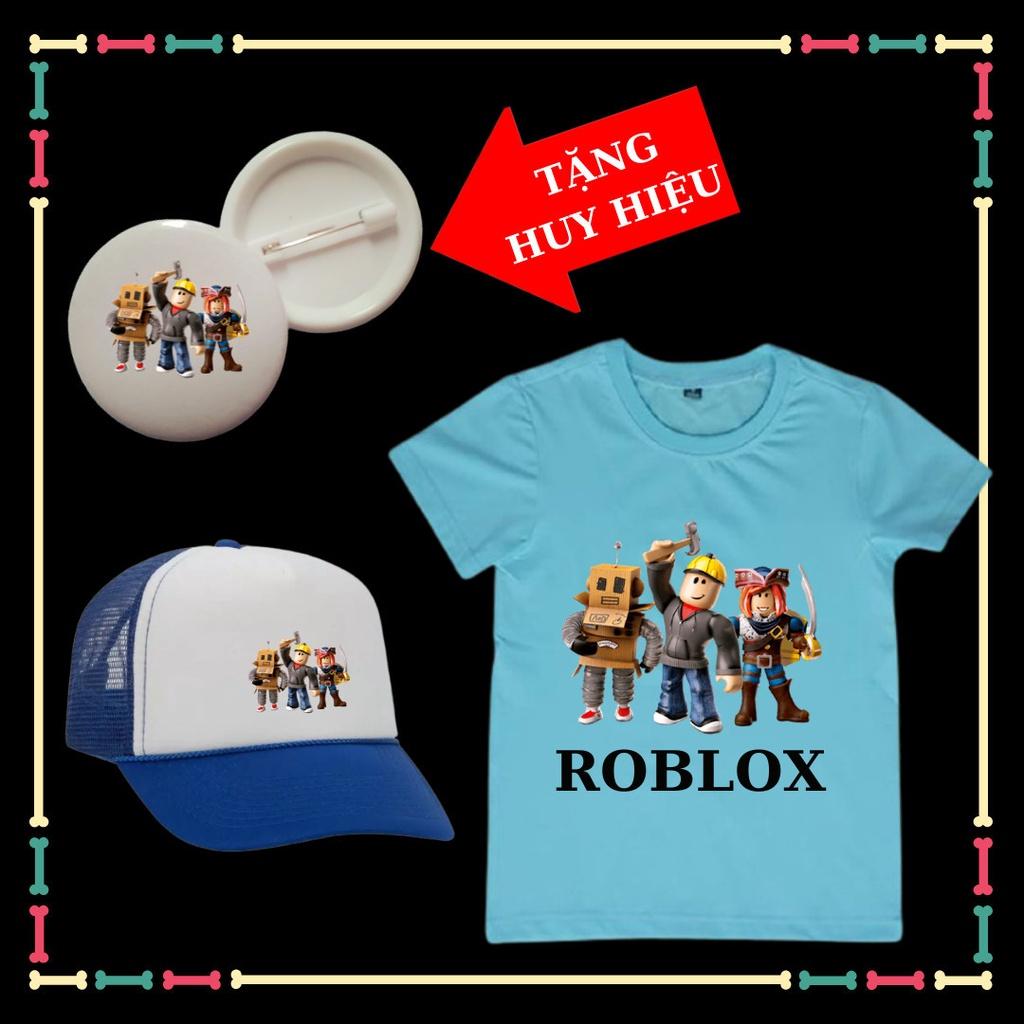 Set Áo phông trẻ em Roblox đủ size áo từ 10kg đến 90kg, kèm Mũ lưỡi trai cho bé, kèm huy hiệu Roblox