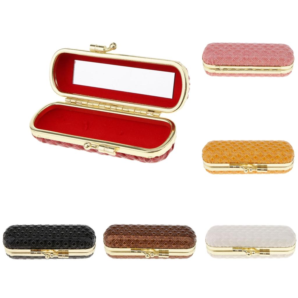 Diamond Elegant Ladies Lipstick Case with Mirror Purse Lip Stick Lip Gloss Holder 3.7x1.4x0.98 inch