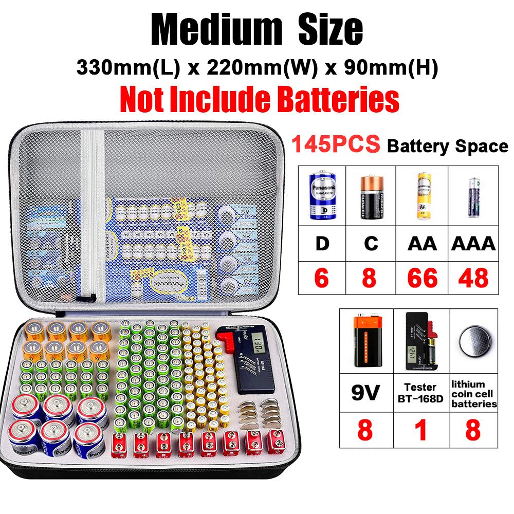 146 chiếc Di động cứng EVA Chống sốc AA/AAA/C/D/9V/3V LR44 Bộ lưu trữ sắp xếp pin Hộp đựng Hộp đựng Bộ kiểm tra hộp đựng cho Battey Màu sắc: Vỏ lớn