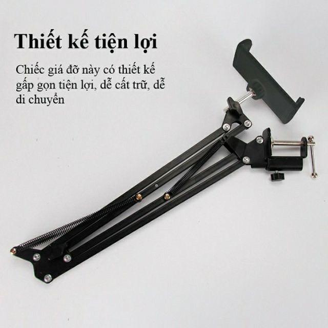 Arm kẹp kiêm Giá Đỡ Điện Thoại, Ipad Xem Phim Kẹp Đầu Giường, Cạnh Bàn Cho Máy (4.8 inch -&gt; 10.5 inch)