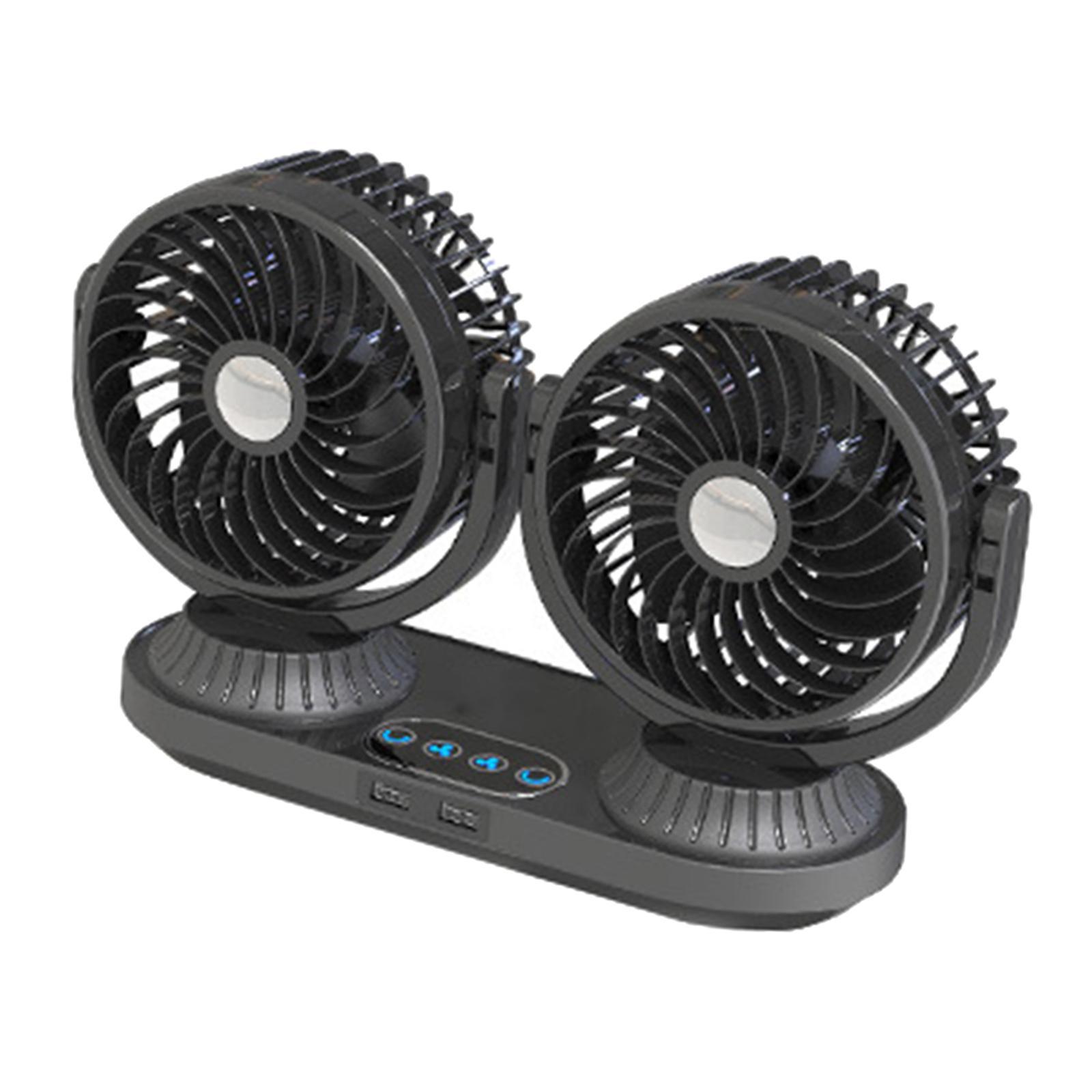 Dual Heads Car Fan 12V 24V Universal 360 Degree Rotating Air Circulation Fan