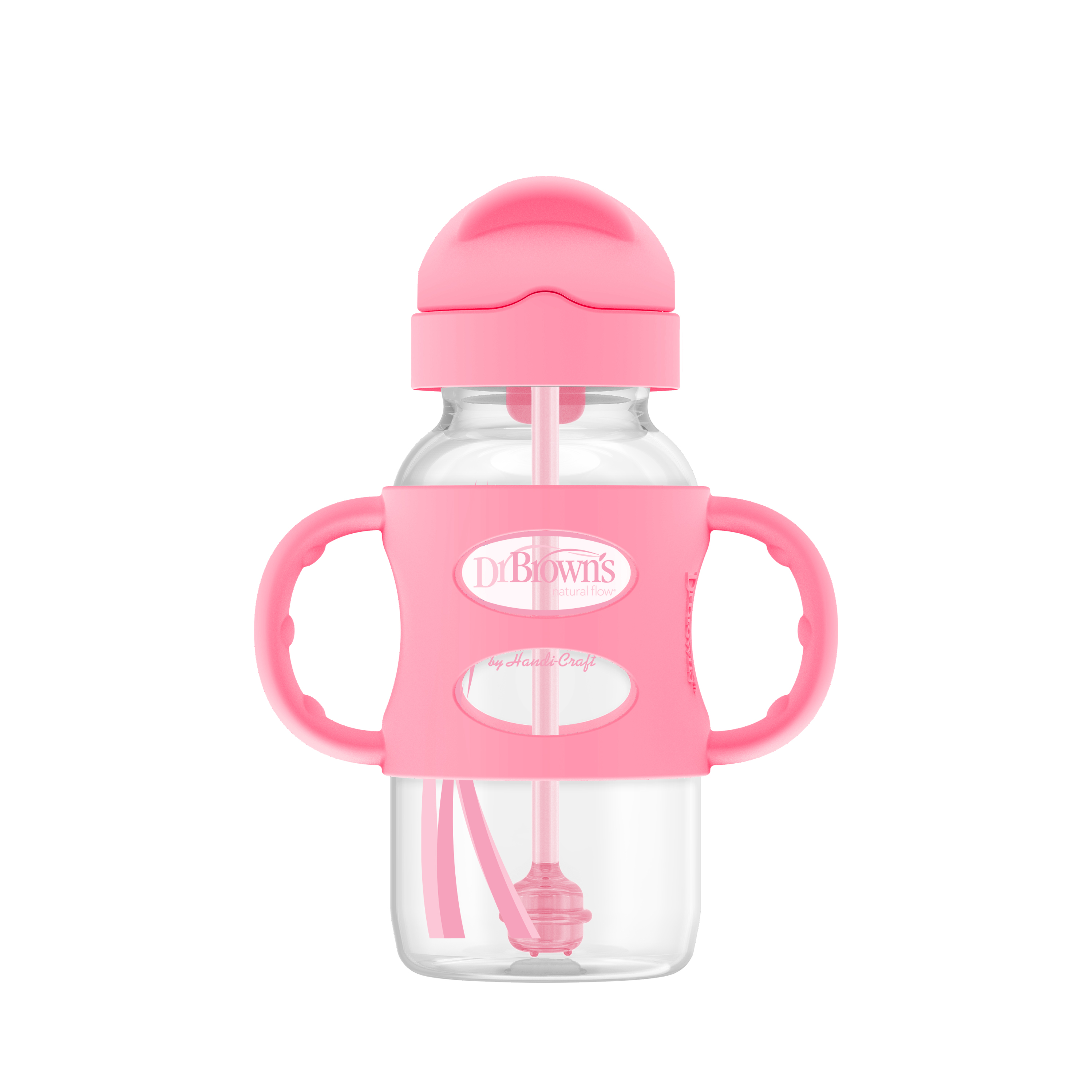[ WB91011 ] Bình sữa chuyển tiếp, có ống hút silicone và hai tay cầm, cổ rộng, nhựa PP, 270ml