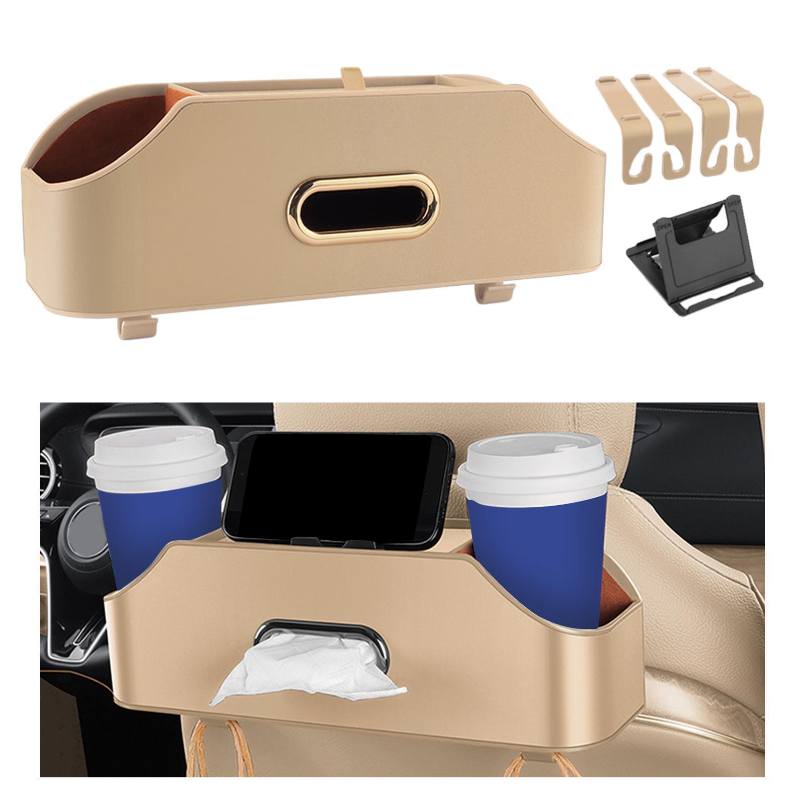 Car Seat Back Organizer Tissue Holder Backseat Storage Box Convenient Easy Installation Storing Paper Towels 2 Cup Holder