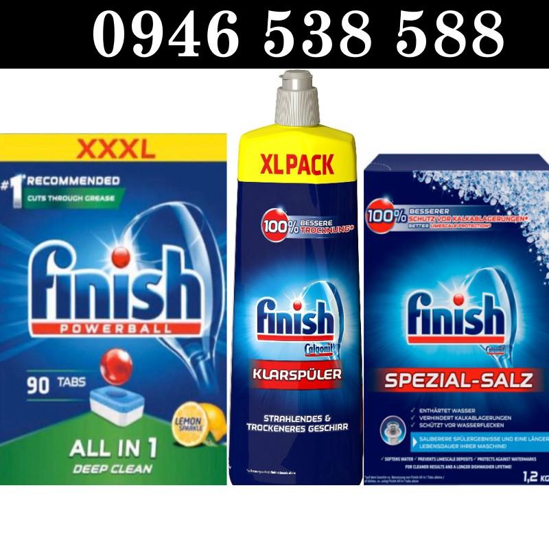 Combo Viên Finish All in 1 loại 90V + Muối Finish 1.2kg + Nước làm bóng bát Finish 750ml